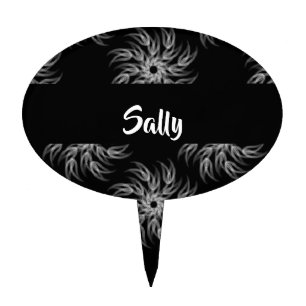 Custom name spirals on black cake topper