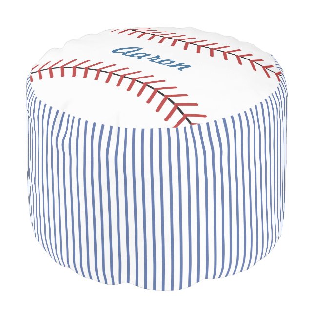 Custom Name Sports Baseball Pillow Ottoman Pouf (Angled Back)