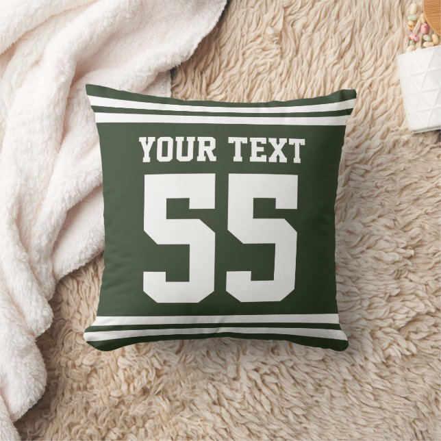 Custom name sports football jersey number green throw pillow (Blanket)
