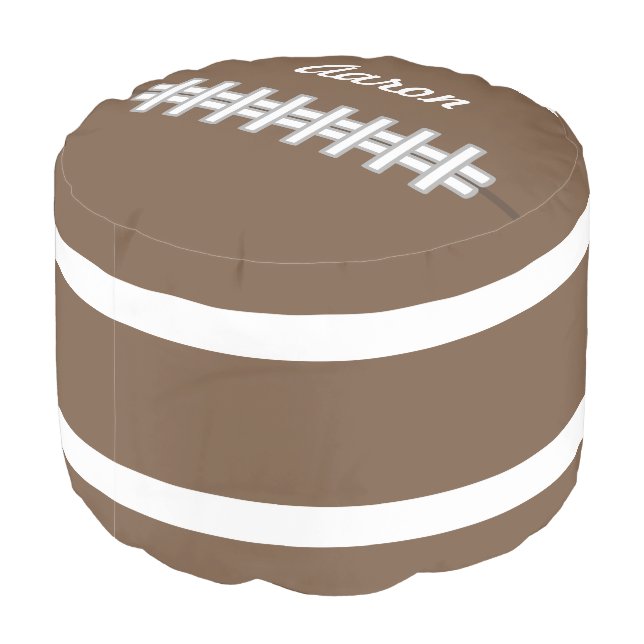 Custom Name Sports Football Pillow Ottoman Pouf (Angled Back)