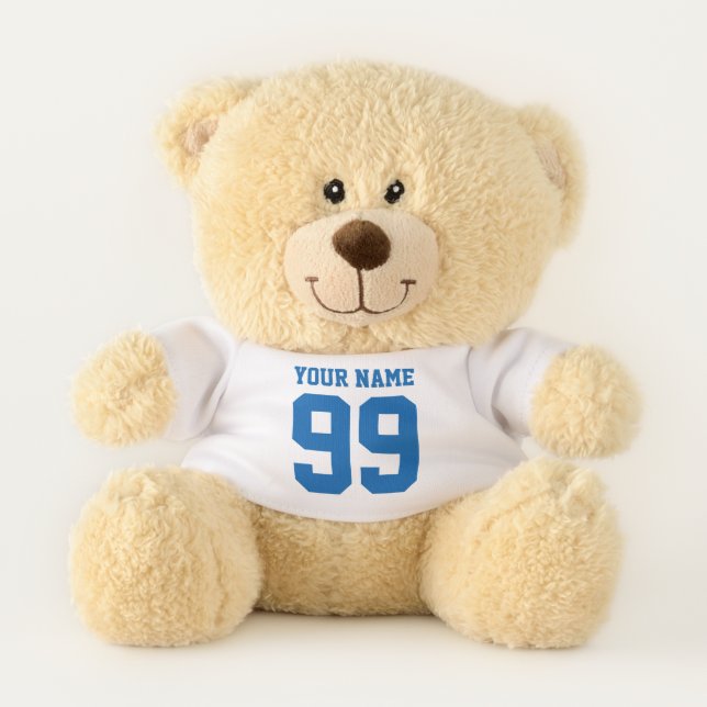 Custom name sports jersey number teddy bear gift (Front)
