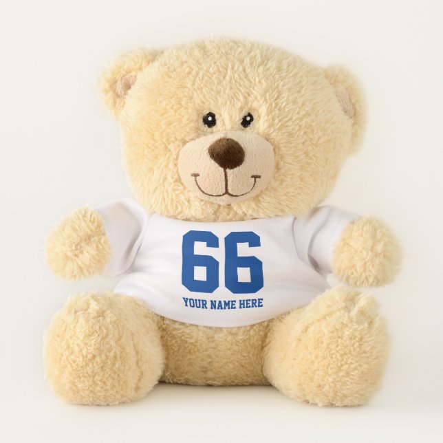 Custom name sports jersey number teddy bear gift (Front)