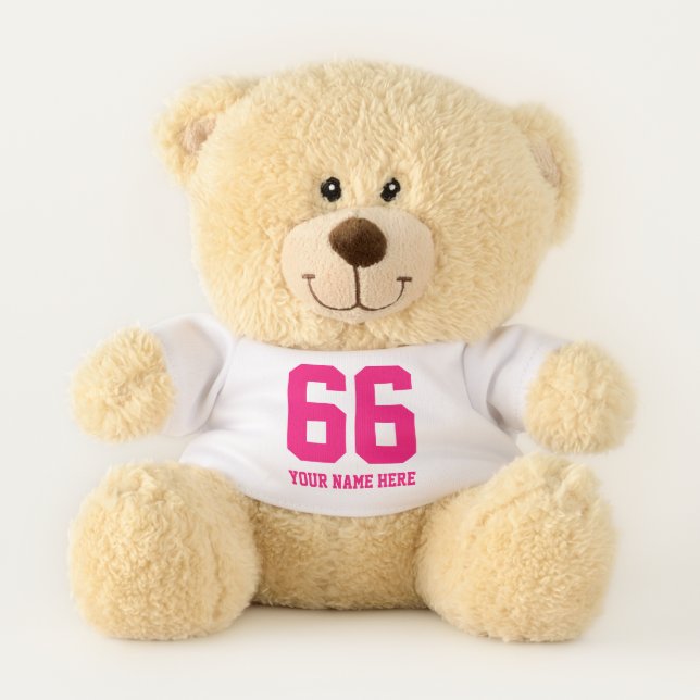 Custom name sports jersey number teddy bear gift (Front)