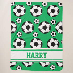 Custom Name Sports Soccer Football Pattern Sherpa Blanket