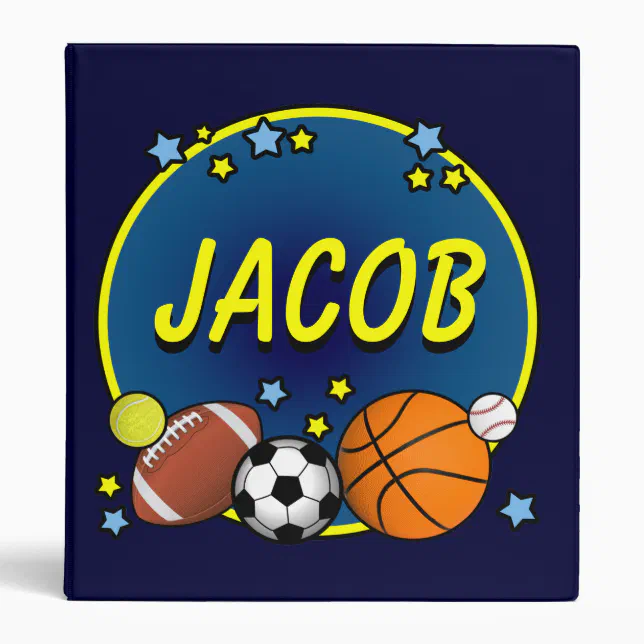 Custom Name Sporty Boys Binder Zazzle
