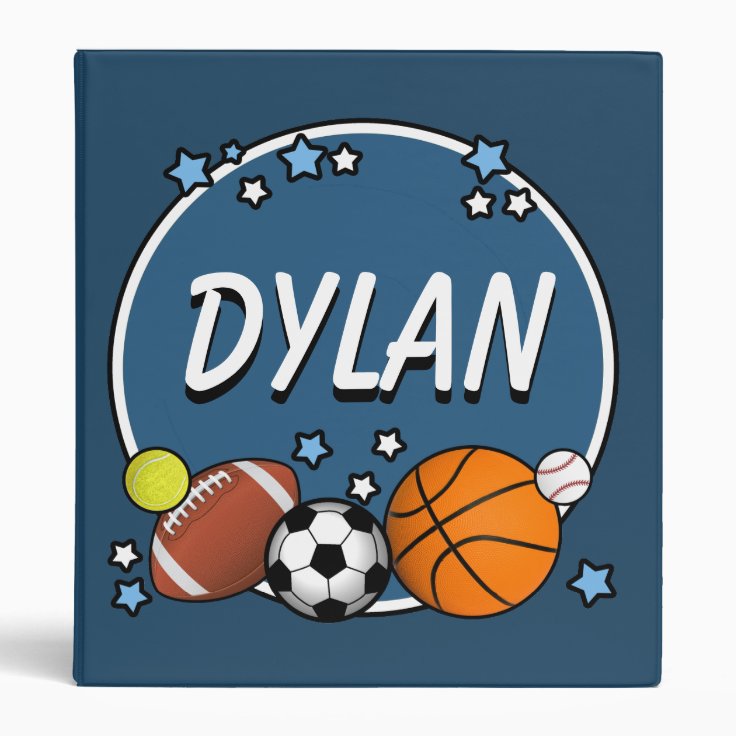 Custom Name Sporty Boys Binder Zazzle