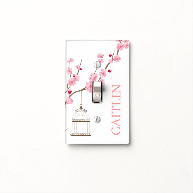 Custom Name Spring Branches Birdcage Light Switch Cover (In Situ)