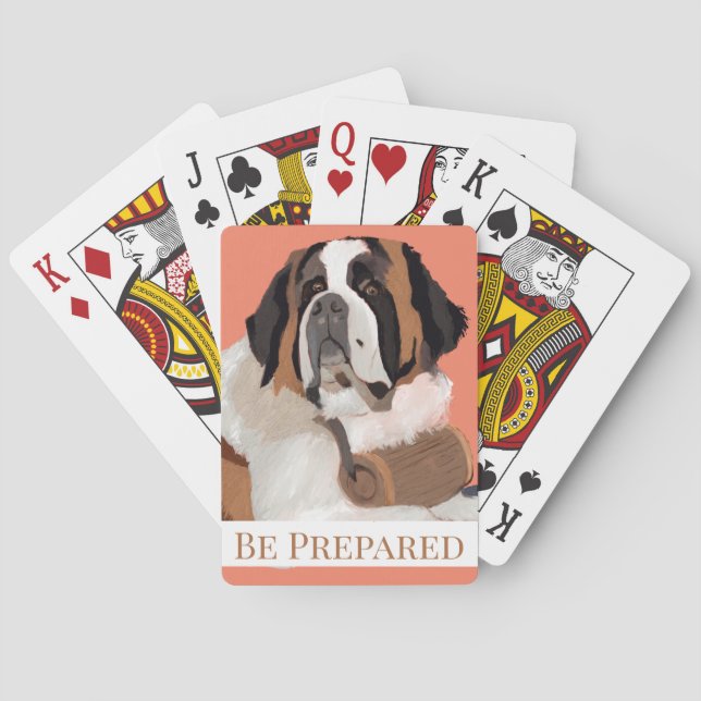 Custom Name St. Bernard Dog Digital Art Poker Cards (Back)