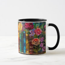 Custom Name Stained Glass Floral Book Lover