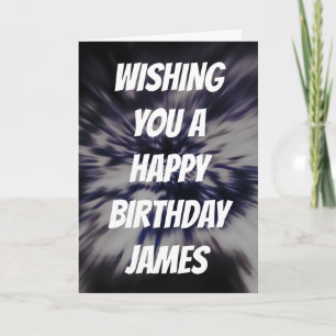 Custom Name Star Explosion Birthday Card