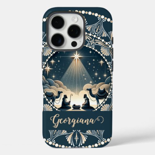 Custom Name Star of Wonder Nativity Dot Mandala iPhone 16 Pro Case