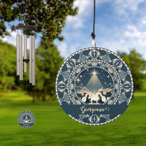 Custom Name Star of Wonder Nativity Dot Mandala Wind Chime