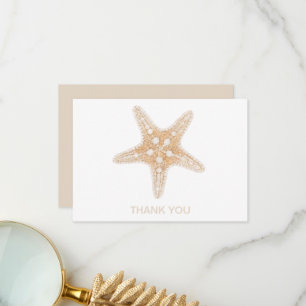 Custom Name Starfish White & Cream Thank You Card