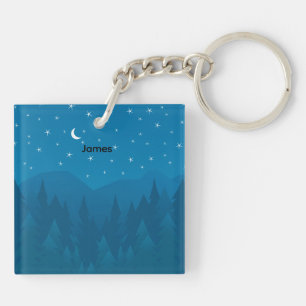 Custom Name, Stars Moon Mountain Acrylic Keychain