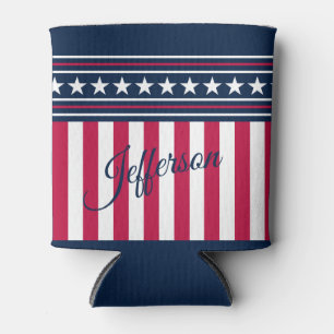 Custom Name Stars n Stripes Red White Blue Can Cooler