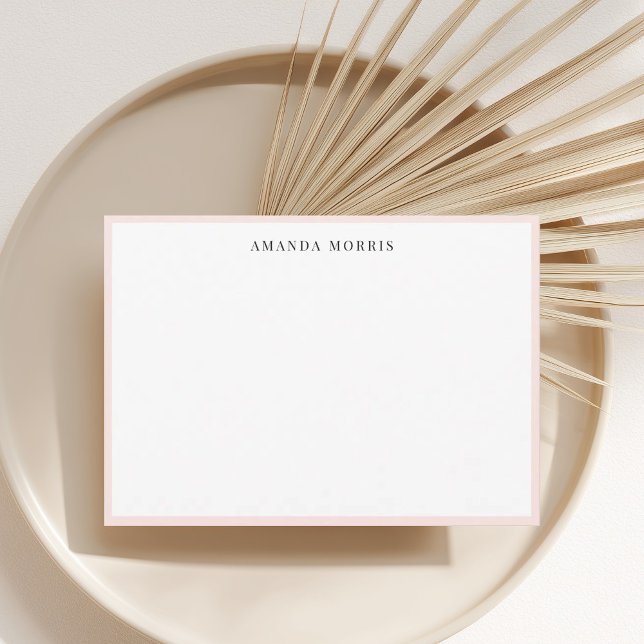 Custom Name Stationery Chic Modern Blush Pink Note Card (Creator Uploaded)