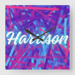 Custom Name Sticker – Harrison – Personalized Labe Square Wall Clock