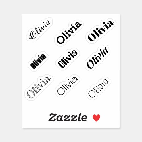Custom Name Stickers Black or White Name Decals