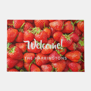 Custom Name Strawberries Doormat