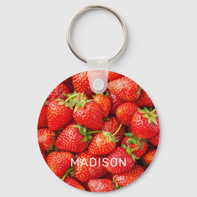 Custom Name Strawberries Keychain (Front)