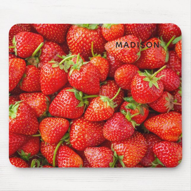 Custom Name Strawberries Mouse Pad (Front)