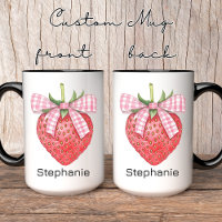 Custom Name Strawberry Mug, Birthday Gift for Her