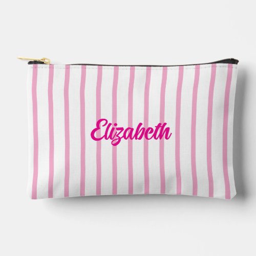 Custom Name Striped Bridal Shower Travel Cosmetic Accessory Pouch