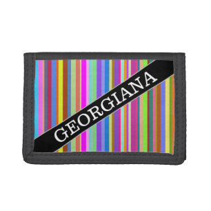 Custom Name + Stripes of Various Colors Wallet