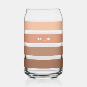 Custom Name Stripes Pattern Can Glass