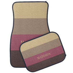 Custom Name Stripes Pattern Car Floor Mat