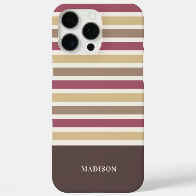 Custom Name Stripes Pattern Case-Mate iPhone Case (Back)