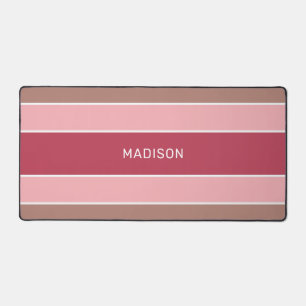 Custom Name Stripes Pattern Desk Mat