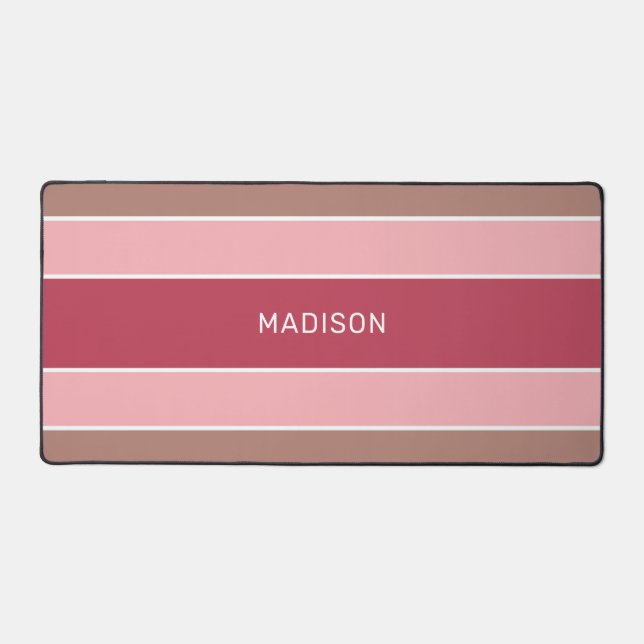 Custom Name Stripes Pattern Desk Mat (Front)