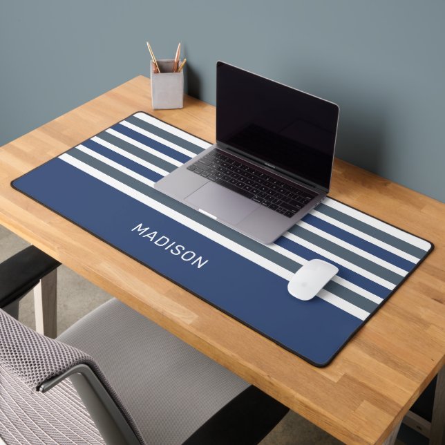 Custom Name Stripes Pattern Desk Mat (Office 2)