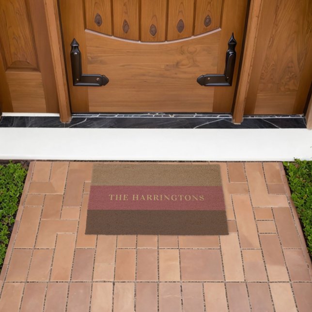 Custom Name Stripes Pattern Fiber Doormat (Insitu (Outdoor))