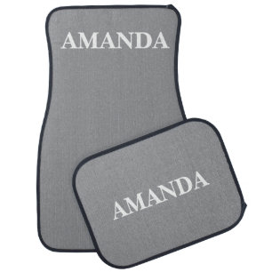 CUSTOM NAME STYLISH MODERN MINIMAL CLASSIC GREY CAR FLOOR MAT