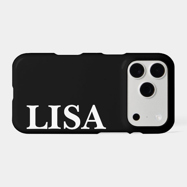 CUSTOM NAME STYLISH MODERN MINIMAL MONOGRAM BLACK IPHONE CASE (Back Horizontal)