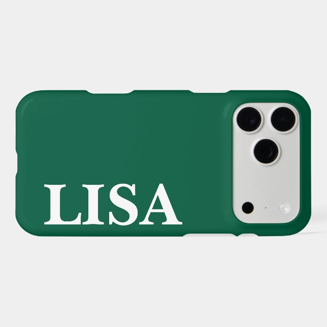 CUSTOM NAME STYLISH MODERN MINIMAL MONOGRAM GREEN  IPHONE CASE (Back Horizontal)