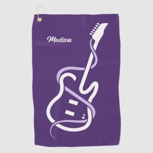 Custom Name Stylized Guitar Golf Towel