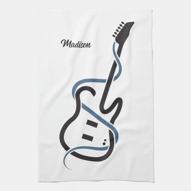 Custom Name Stylized Guitar Kitchen Towel (Vertical)