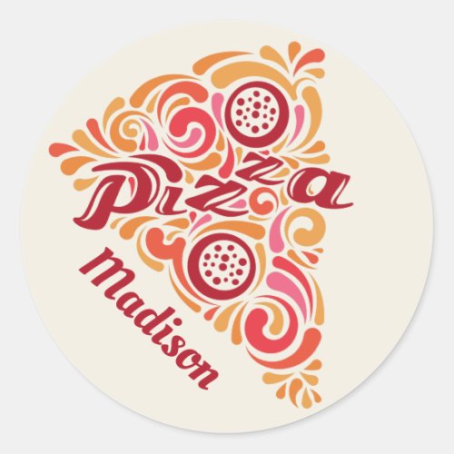 Custom Name Stylized Pizza stickers