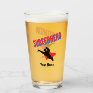 Custom Name Subeerhero Funny Pint Beer Glass