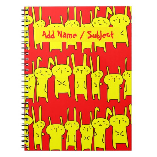 Custom NameSubject Fun Cute Rabbits Kids School Notebook