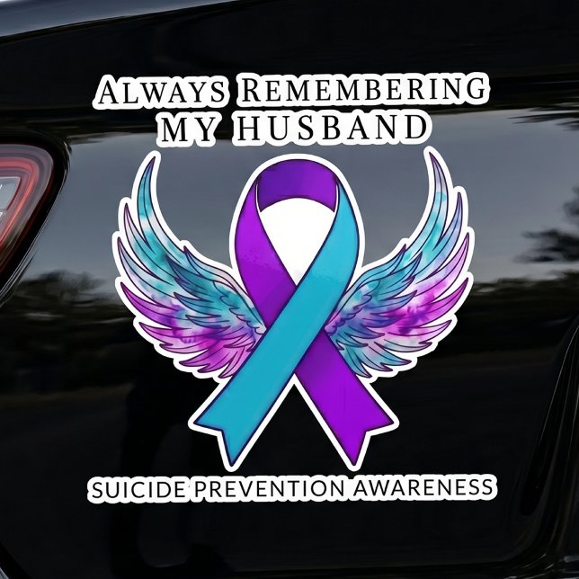Custom Name Suicide Awareness Memorial Angel Wing  Sticker (custom_suicide_awareness_memorial_angel_wing_memory_car_sticker_decal)