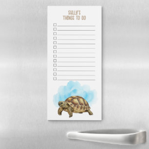 Custom Name Sulcata Tortoise Checklist Magnetic Notepad