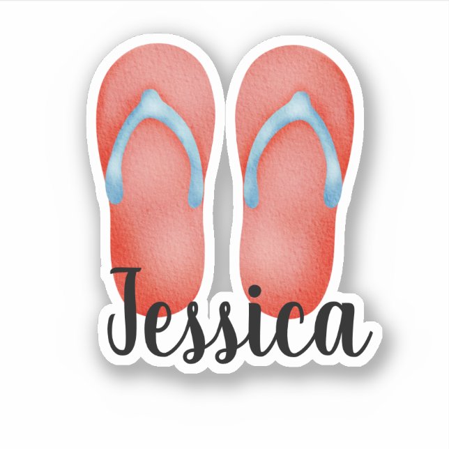 CUSTOM NAME SUMMER FLIP FLOPS STICKER (Front)