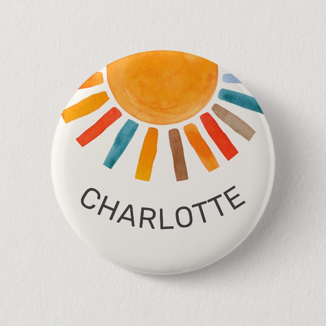 Custom Name Sun  Button (Front)
