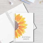 Custom Name Sunflower 2023  Planner<br><div class="desc">This simple and stylish Planner is decorated with a yellow watercolor sunflower. Easily customizable with your name, and year. Use the Customize Further option to change the text size, style, and color. Because we create our artwork you won't find this exact image from other designers. Original Watercolor © Michele Davies....</div>