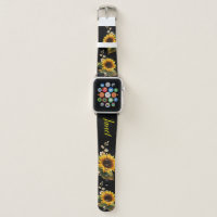 Custom name sunflower Apple Watch Band