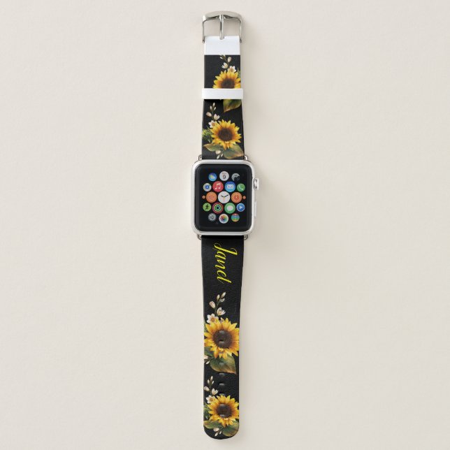 Custom name sunflower Apple Watch Band (Front)